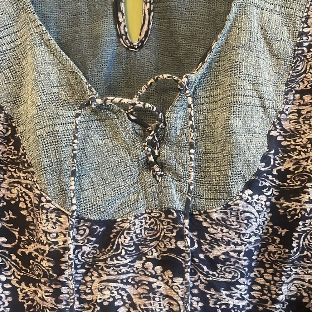 Anthropologie Akemi + Kin Marcella Boho Top Blue Peasant Blouse Shirt Sz M - Picture 3 of 10